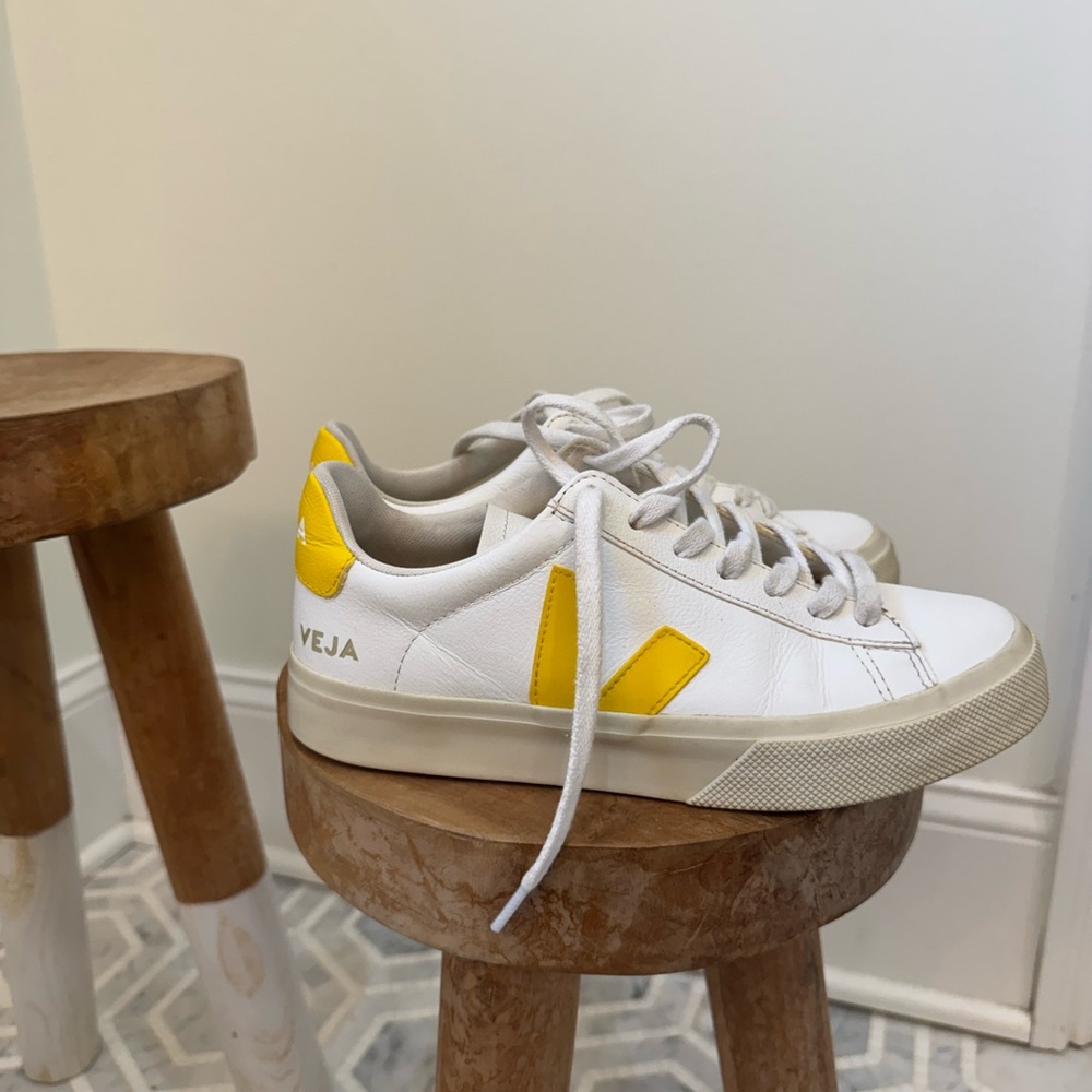 Veja White and Yellow Sneakers